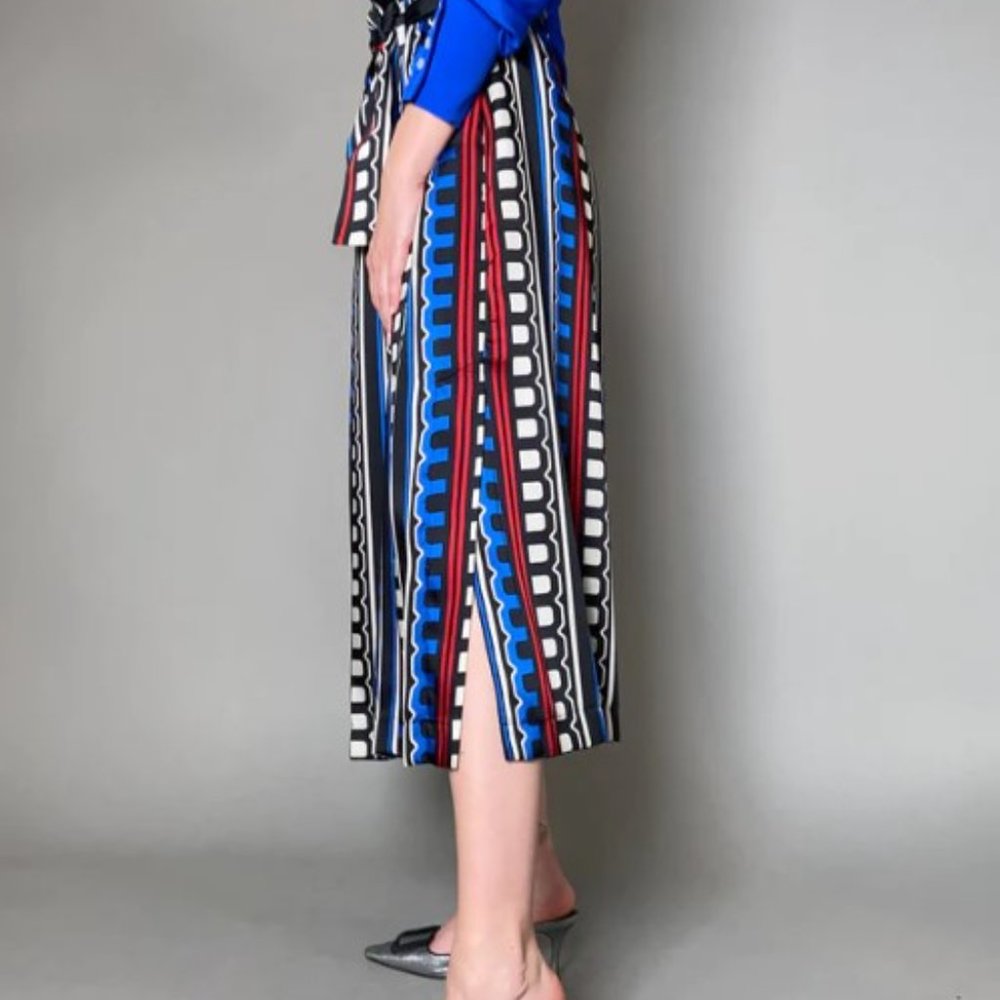 Max Mara - MARELLA ABSTRACT PATTERN WIDE LEG CROPPED Gorgeous PANTS-Size 8-BNWT - Picture 8 of 17